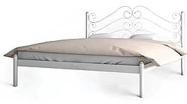 Ліжко металеве з буковими ламелями Адель Метал-Дизайн Білий оксамит