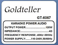 Акустическая система Goldteller GT-6067 с двумя микрофонами караоке bluetooth блютуз чемодан колонка m