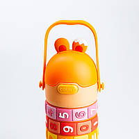LUGI Термос детский интерактивный 430 мл с ручкой с цифрами Оранжевый