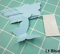 Декор стін метелики світло-блакитні - у наборі 20 штук розміром 8*5см, картон, є 2-х сторонній скотч