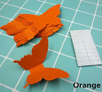 Декор для стін метелики помаранчевий - у наборі 20 штук розміром 8*5см, картон, є 2-х сторонній скотч