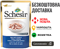 Влажный корм Schesir Tuna with Seabass тунец с морским окунем, в желе - пауч, 85г