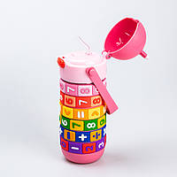 LUGI Термос детский интерактивный 430 мл с ручкой с цифрами Розовый