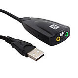 Звукова карта USB 2 каналу TRY 5Hv2 Sound 7.1 кабель 0,15 м із феритом чорний, фото 3