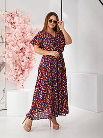 Літня легка сукня з поясом максі