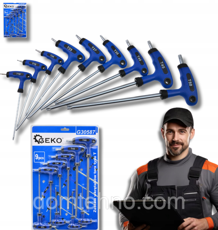Набір викруток Torx T-типу, 9 предметів Geko G30587