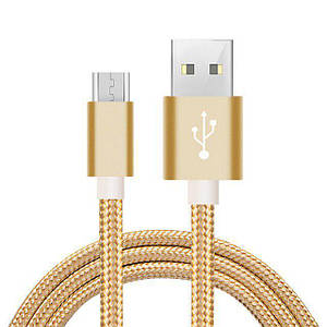 Кабель USB 2.0 (AM) - microUSB (B) 1м TRY Wire в матер'яному обплетенні золотистий