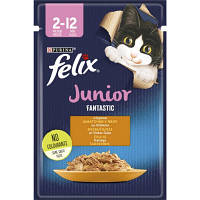 Влажный корм для кошек Purina Felix Fantastic Junior с курицей в желе 85 г (7613039832189) zb