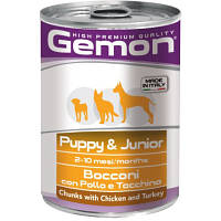 Консервы для собак Gemon Dog Wet Puppy & Junior кусочки с курицей и индейкой 415 г (8009470387866) zb