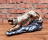 Статуетка Тигр "що ричить на камнях" декор «бронза» 19.5 см