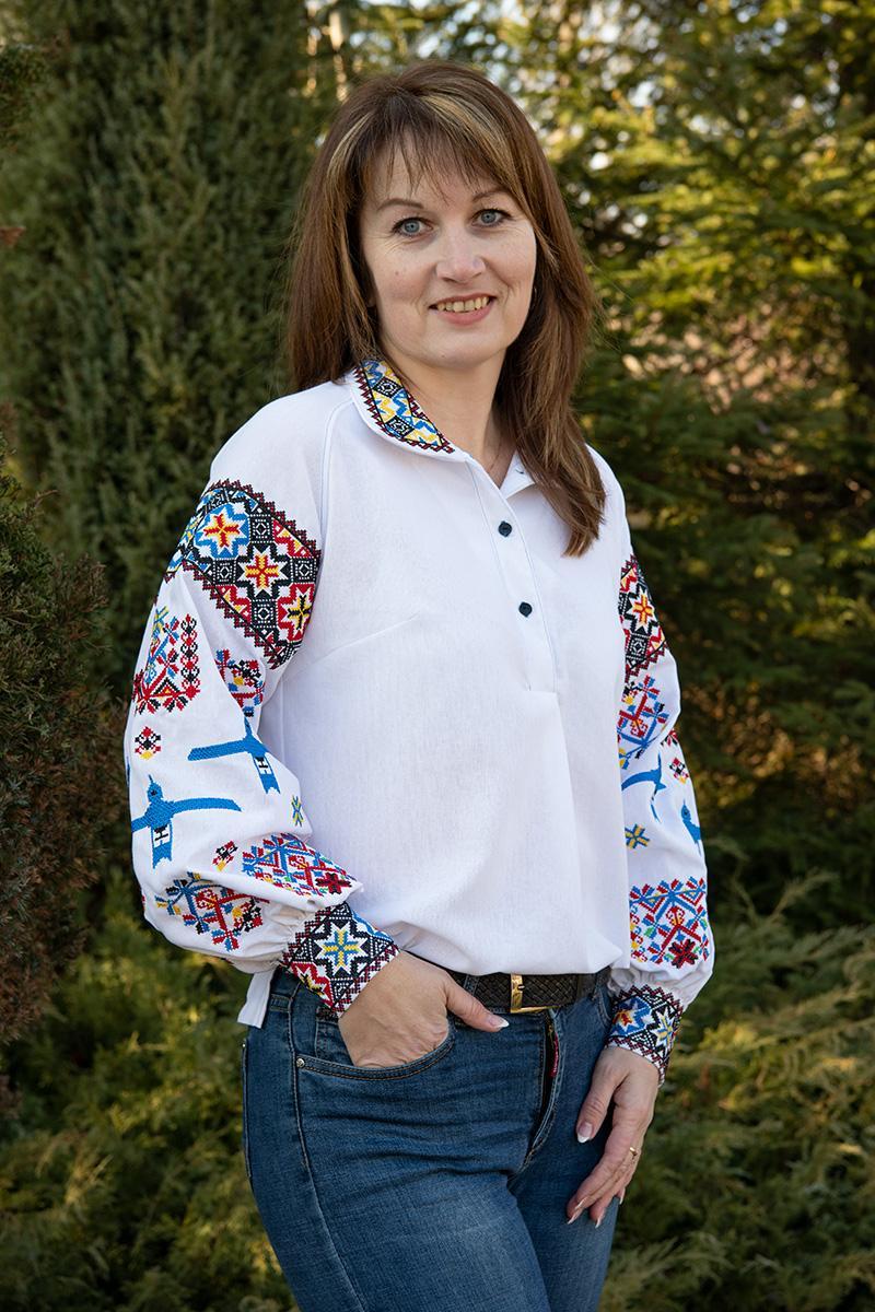 Сорочка з вишивкою жіноча з дронами та геометричними символами сили розміри до 3XL
