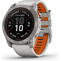 Смарт-часы Garmin fenix 7X Pro Sapph Sol, Ti w/Gray/Orange Band, GPS (010-02778-15) zb