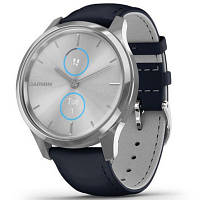 Смарт-часы Garmin vivomove Luxe, S/E EU, Silver, Navy, Leather (010-02241-20) zb