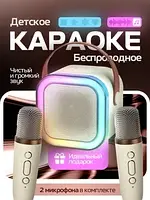 Портативная колонка с караоке микрофонами RGB подсветкой Winso K12 10 W Bluetooth, USB, microSD, AUX, АМ-354