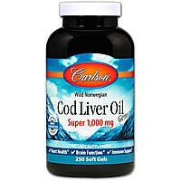 Рыбий жир из печени трески Carlson Labs Cod Liver Oil норвежский 1000 мг 250 капсул (1122)