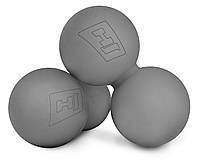 Силиконовый массажный двойной мяч 63 мм Hop-Sport HS-S063DMB серый m