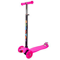 Самокат детский 3-х колесный Scooter Maxi SC2401(Pink) светящиеся колеса, розовый kz