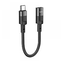 USB Переходник Hoco U107 Type-C male to iP female adapter 10 cm/10W Цвет Черный c