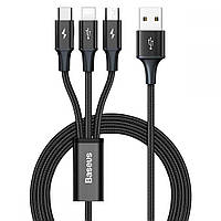 USB Baseus Rapid 3-in-1 USB to Micro / Lightning / Type-C 3.5A 1.2m CAJS0000 Цвет Черный, 01 m