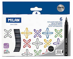 Фломастери-пензлики Металік 6 кольорів Milan