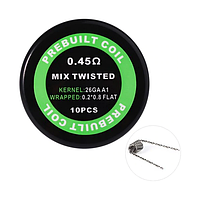 Комплект спиралей PREBUILT Mix Twisted Coil 0.45 10 шт Ом (bs062-hbr)