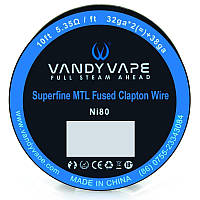 Катушка спирали Vandyvape Superfine MTL Fused Clapton Ni80 Wire Coil 3.05 м 32ga*2 38ga - 5.35 Ом (10423-hbr)