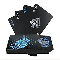Пластиковые покерные игральные водонепроницаемые карты 54 шт чёрно-синие