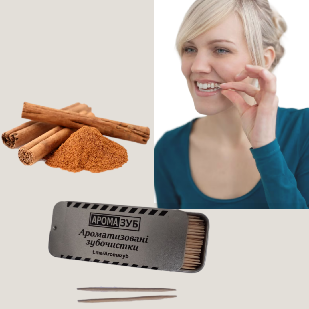 Зубочистки зі смаком дерев'яні, зубочистки дерево одноразові в баночці Кориця, фото 1