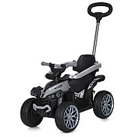 Детская каталка-толокар Bambi Racer M 5782EL-11 серый, c родительской ручкой, World-of-Toys