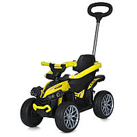 Детская каталка-толокар Bambi Racer M 5782EL-6 желтый, c родительской ручкой, World-of-Toys