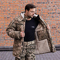 Куртка-бушлат военная мужская тактическая микро рип-стоп плащевка на меху ВСУ (ЗСУ) Пиксель 8899 48 размер n