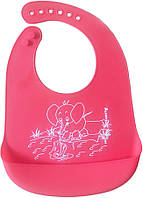 Слюнявчик силиконовый детский с карманчиком и рисунком 2Life 32х23 см Розовый (vol-10183)