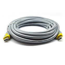 Кабель Merlion HDMI-HDMI V-Link High Speed 3.0m, v2,0, OD-8.2mm, круглий Grey, коннектор Grey / Yellow, (Пакет), Q80 e