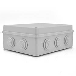 Коробка розподільна зовнішня YOSO 200x155x80 IP65 колір білий, 10 отворів, соски в комплекті, BOX, Q60 e