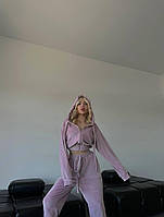 Жіночий велюровий спортивний костюм (зіп кофта+джогери)розмір: 42-46 (оверсайз)