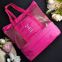 Сумка женская летняя шоппер термосумка розового цвета 40х13,5х40 см удобная пляжная сумка Розовый
