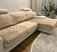 Накидки дивандеки на диван и кресла многофункциональные 3 в 1 Бежевый плиточка