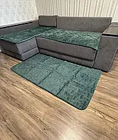 Накидки дивандеки на диван и кресла многофункциональные 3 в 1 Зелёный плиточка