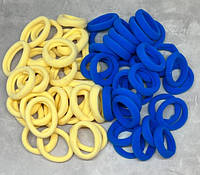 Набор резинок для волос 4 см, цвет желтый-синий, 50 шт., Різнокольоровий