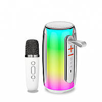 Портативная колонка Pulse 6 с микрофоном BT/TF/FM/AUX/USB с подсветкой 15 Вт, белая - TQE