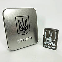 Дуговая электроимпульсная USB зажигалка Украина (металлическая коробка) HL-449. UG-611 Цвет: черный