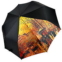 Женский зонт полуавтомат от Susino на 9 спиц антиветер с декоративной вставкой черный SYS0467-1