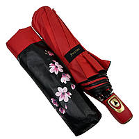 Женский зонт полуавтомат с рисунком цветов внутри от Susino на 9 спиц антиветер красный SYS0127-4