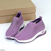Сиреневые легкие текстильные женские кроссовки в стразах цвет на выбор доступная цена (обувь женская)