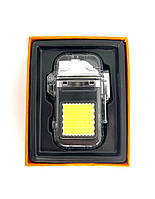 Зажигалка USB аккумуляторная электроимпульсная с LED фонариком СОВ Lighter 9033 Черный