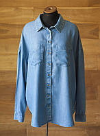 Блакитна джинсова сорочка оверсайз жіноча F&F, розмір XL