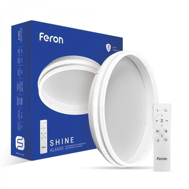 Світлодіодний стельовий світильник з пультом керування LED Люстра Feron AL6600 SHINE 70W Білий (40282), фото 1