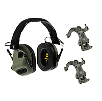 Тактичні активні навушники EARMOR M31 Gren+ кріплення чебурашки олива