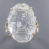 Серебряное Кольцо ручной работы с Кварцем (Горный хрусталь) и Турмалинами, Размер 18