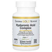 Гіалуронова кислота комплекс 100 мг 60 капс молодість шкіри та сулгобів California Gold Nutrition США